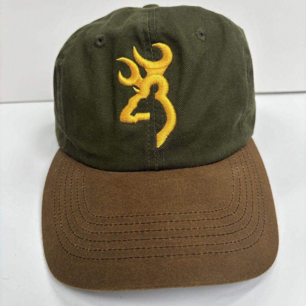 Browning Firearms Baseball Hat Cap Buckmark Logo Olive Green with Brown Brim